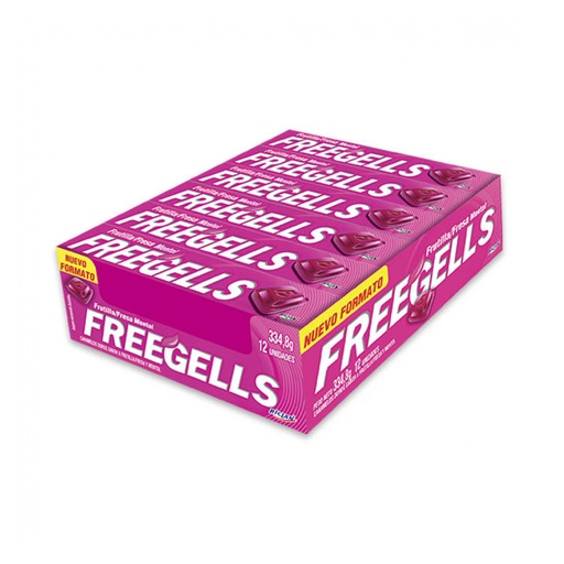 Caramelos Duros Freegells de Fresa (contiene 12 unidades de 27,9 g c/u, 9 pastillas de 3,1 g c/u)