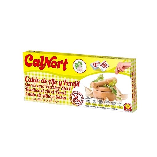 Caldo CalNort Sabor Ajo - Perejil. (contiene 12 unidades de 10g c/u) 